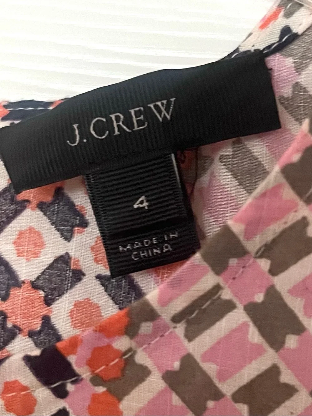 J. Crew top 100% Cotton Colorful print Sz 4